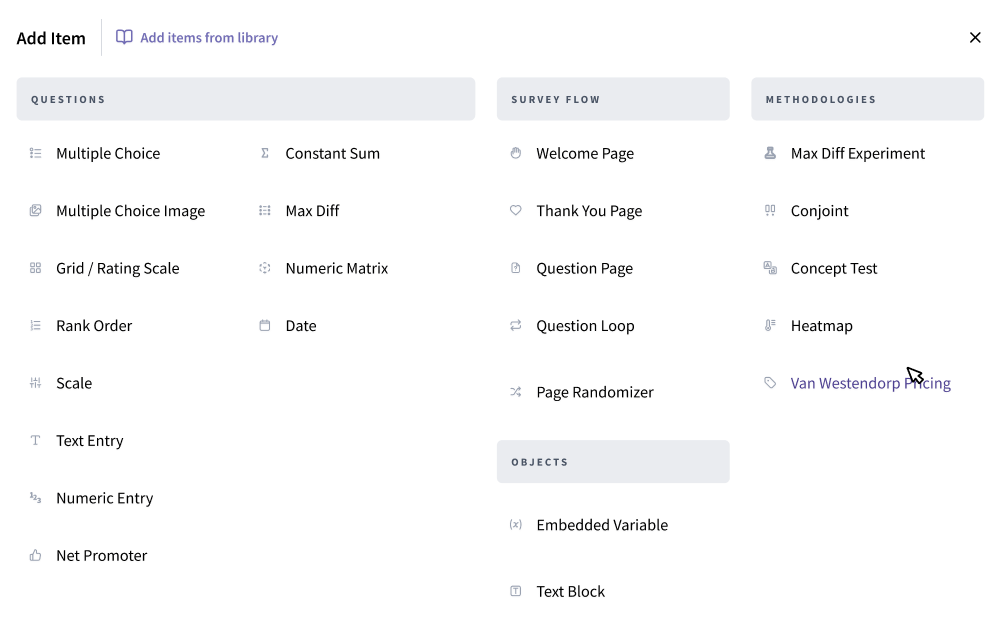 A preview of the "Add Item" menu is SightX's market research platform.